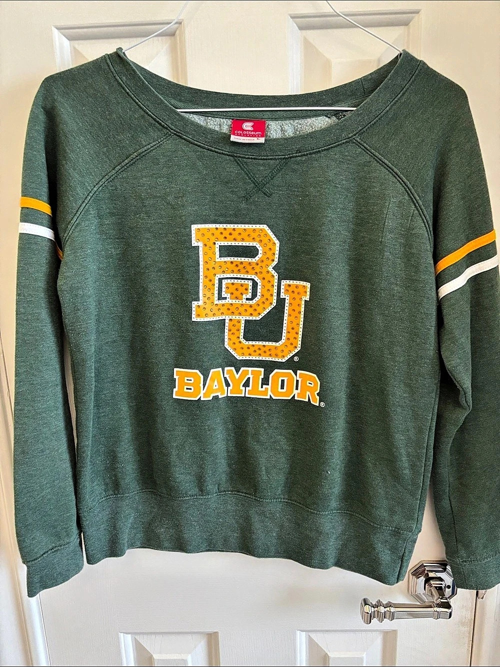 Colosseum Athletics Baylor Bears Rhinestone Crewneck Sweatshirt Green Large